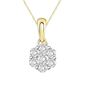 LADIES PENDANT 1/4 CT ROUND DIAMOND 14K YELLOW GOLD