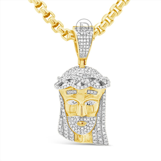 Diamond Jesus Pendant .65 CTW Round Cut 10K Yellow Gold