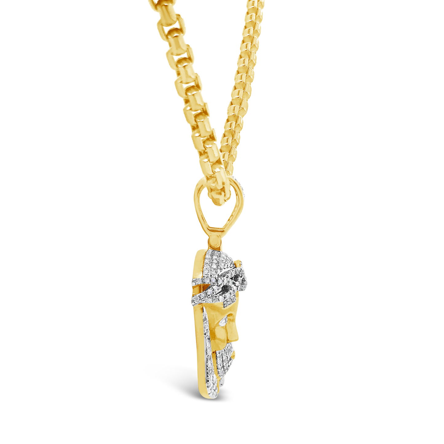 Diamond Jesus Pendant .65 CTW Round Cut 10K Yellow Gold