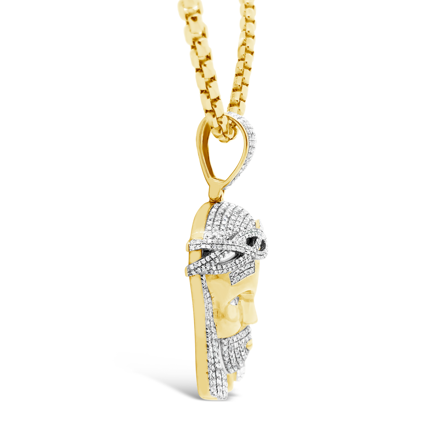 Diamond Jesus Pendant 1.35 CTW Round Cut 10K Yellow Gold