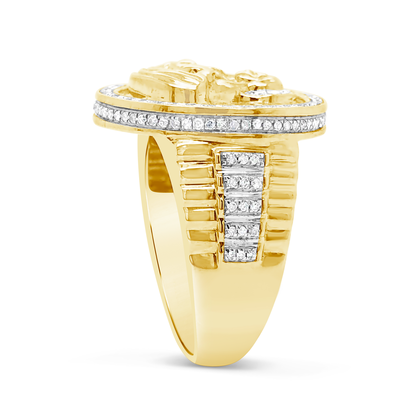 Diamond Virgin Mary Ring .55 CTW Round Cut 10K Yellow Gold