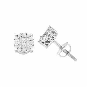 MENS EARRINGS 1/2 CT ROUND/PRINCESS INV DIAMOND 14K WHITE GOLD