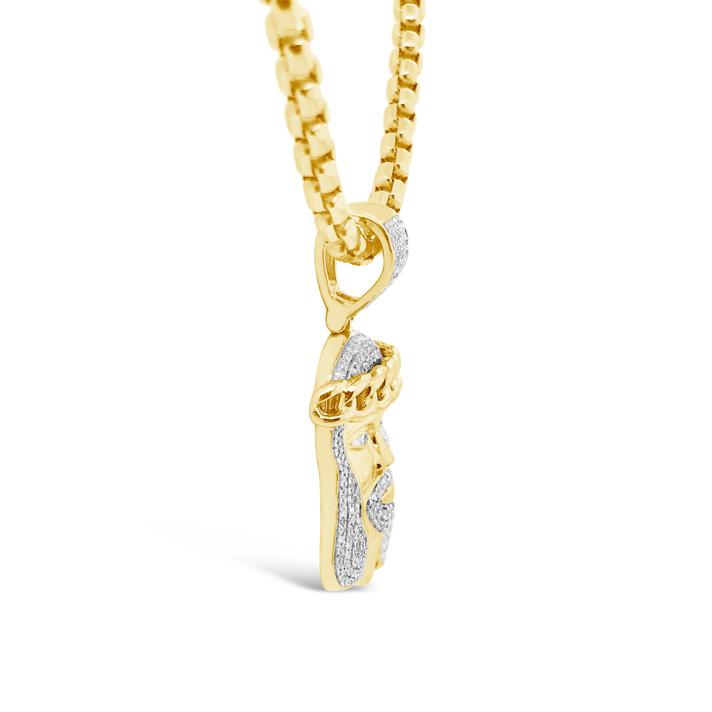Diamond Jesus Pendant .45 CTW Round Cut 10K Yellow Gold