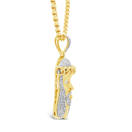 Diamond Jesus Pendant 1.55 CTW Round Cut 10K Yellow Gold