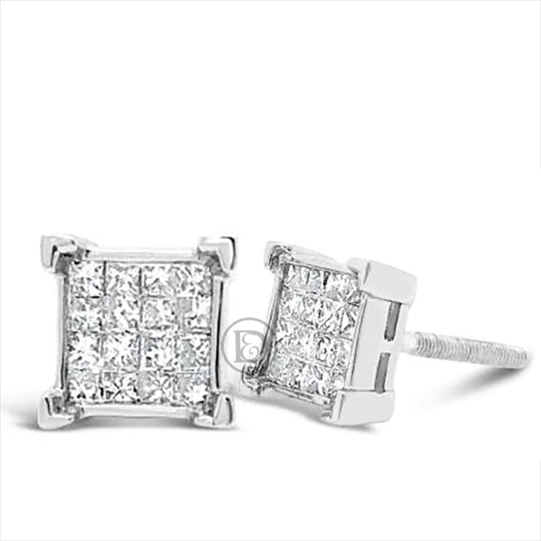 10K White Gold .50ct Diamond Square Earrings