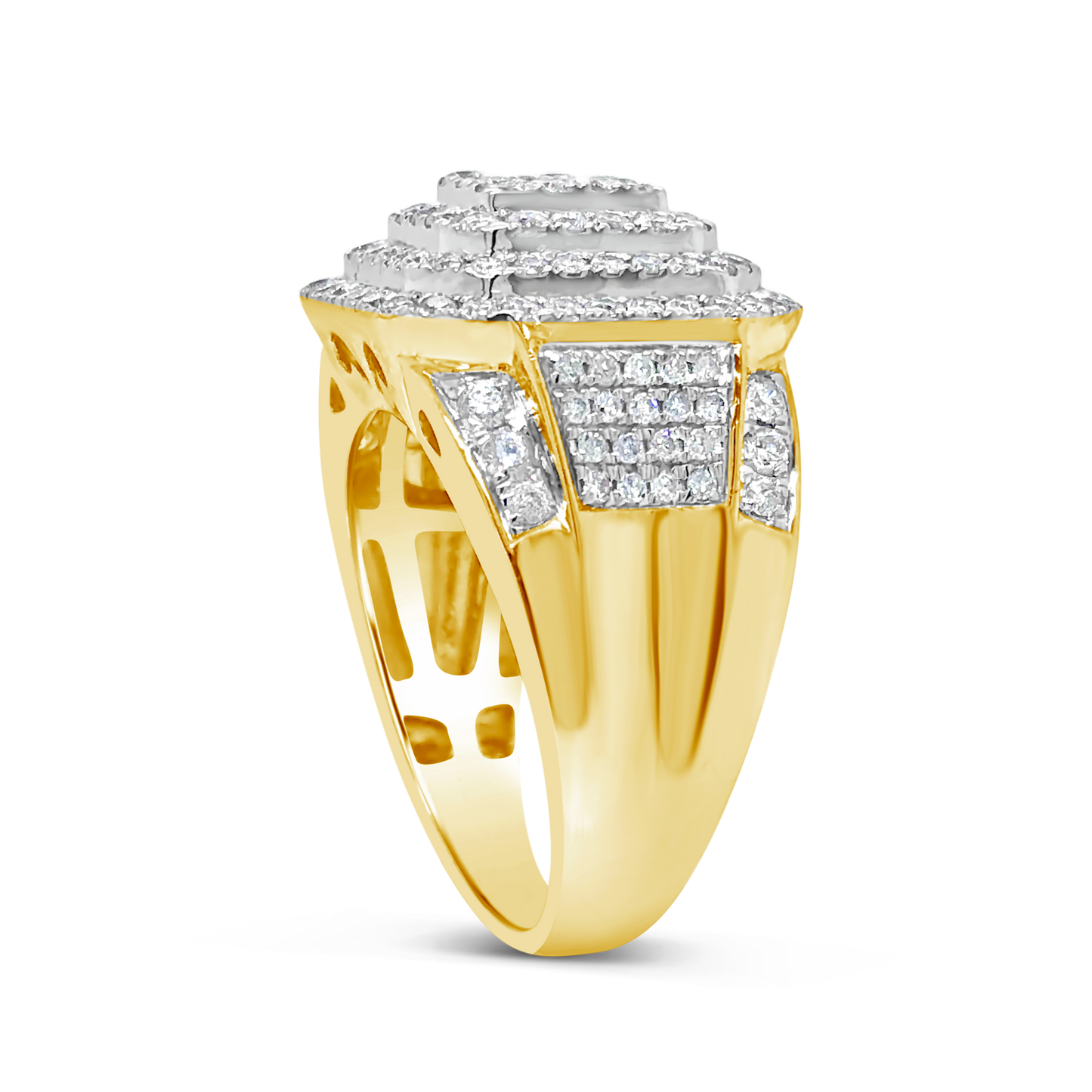 Diamond Ring 1.90 CTW Round Cut 10K Yellow Gold