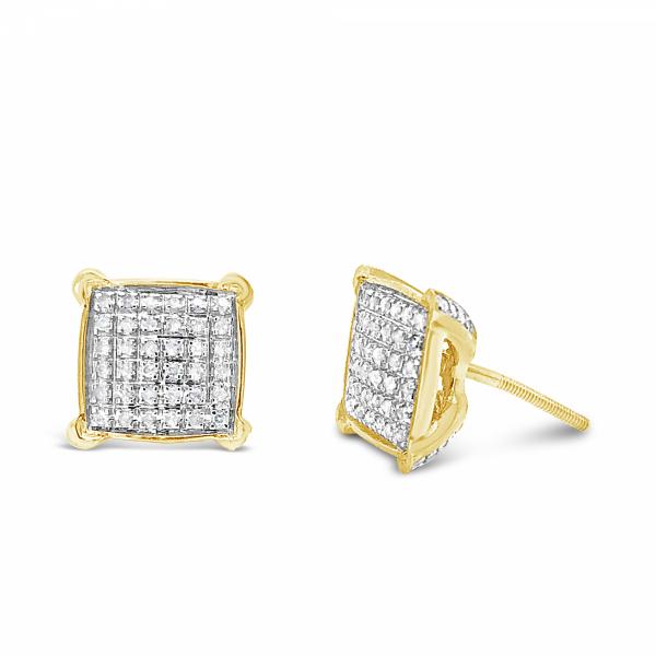 10K Yellow Gold .20ct Diamond Square Earrings
