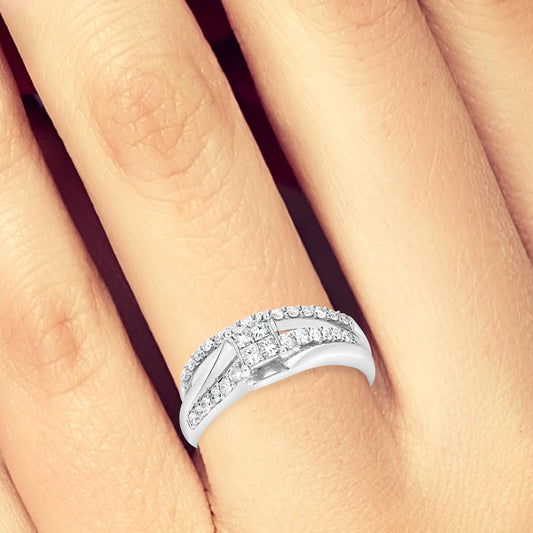 Diamond Engagement Ring .50 CTW Princess w/ Round Cut 10K White Gold