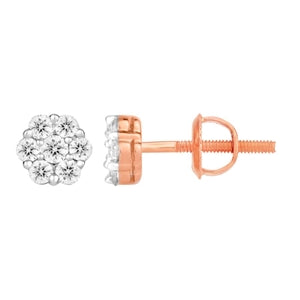 LADIES EARRING 1/3 CT ROUND DIAMOND 14K ROSE GOLD