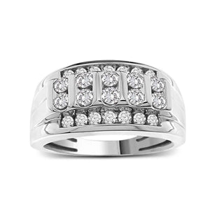 MEN'S RING SET 1 CT ROUND DIAMOND 10K WHITE GOLD