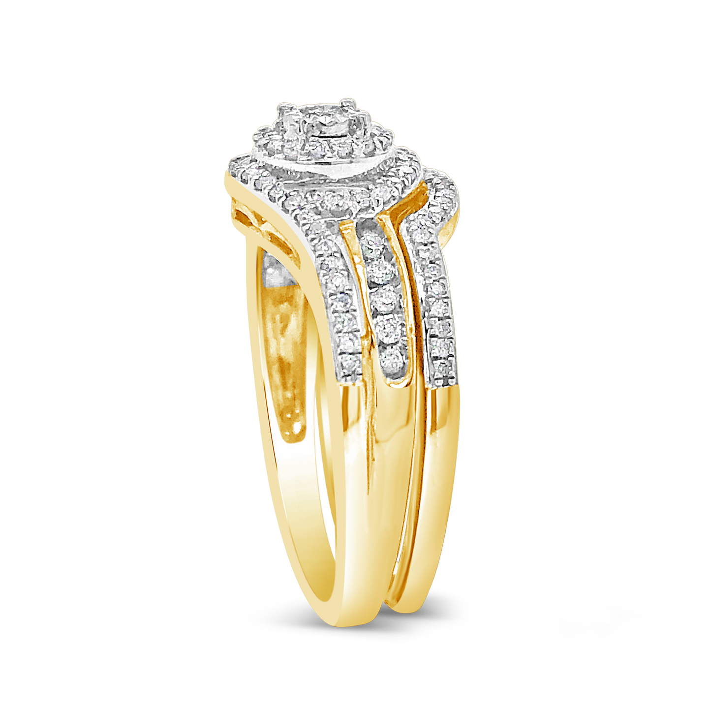 Diamond Halo Engagement Ring .33 CTW Round Cut 10K Yellow Gold