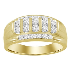 MEN'S RING SET 1 CT ROUND DIAMOND 10K YELLOW GOLD