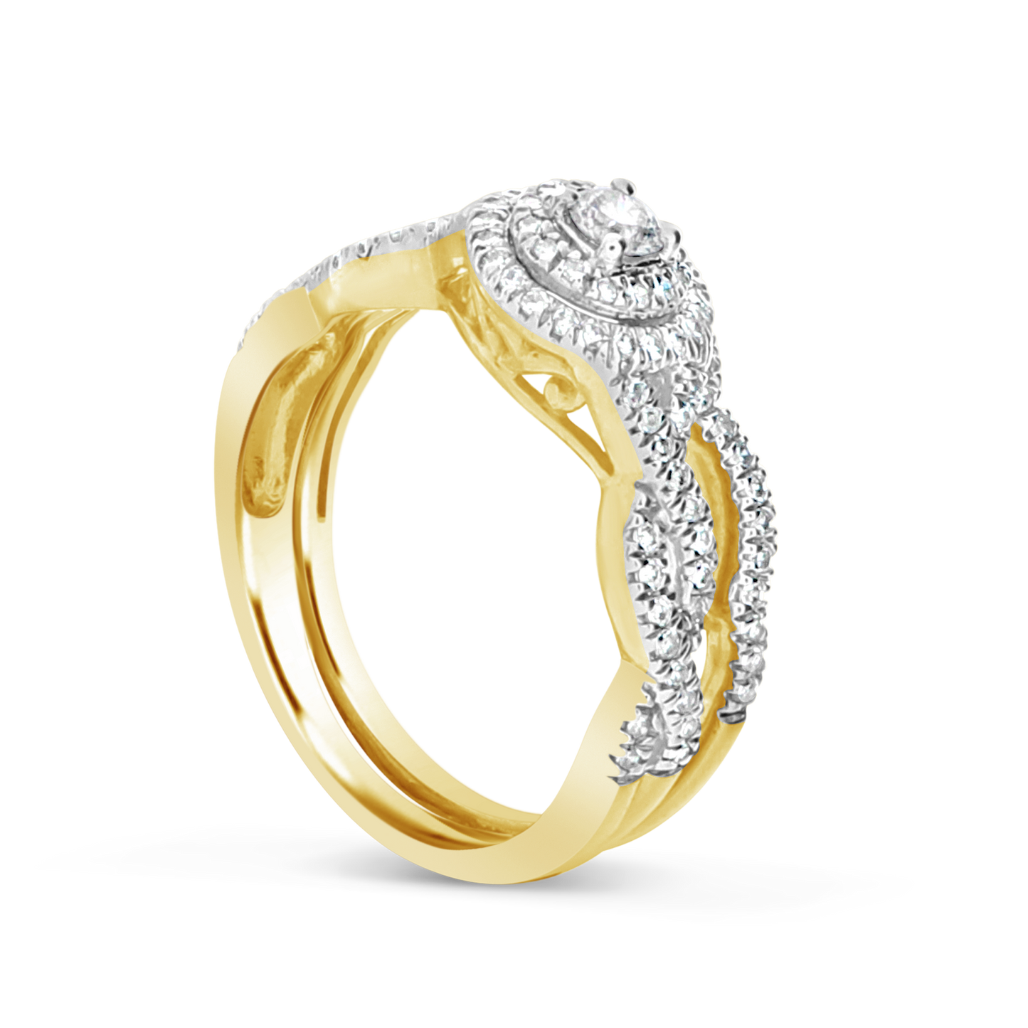 Infinity Diamond Engagement Ring .50 CTW Round Cut 14K Yellow Gold