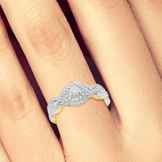 Infinity Diamond Engagement Ring .50 CTW Round Cut 14K Yellow Gold