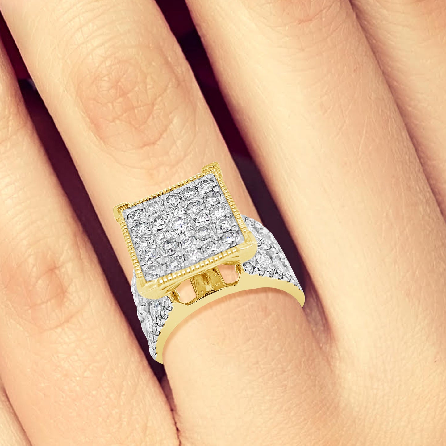 Diamond Ring 3 CTW Round Cut 10K Yellow Gold