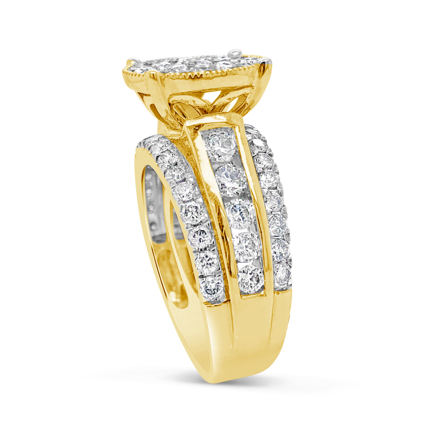 Diamond Halo Engagement Ring 2 CTW Round Cut 10K Yellow Gold