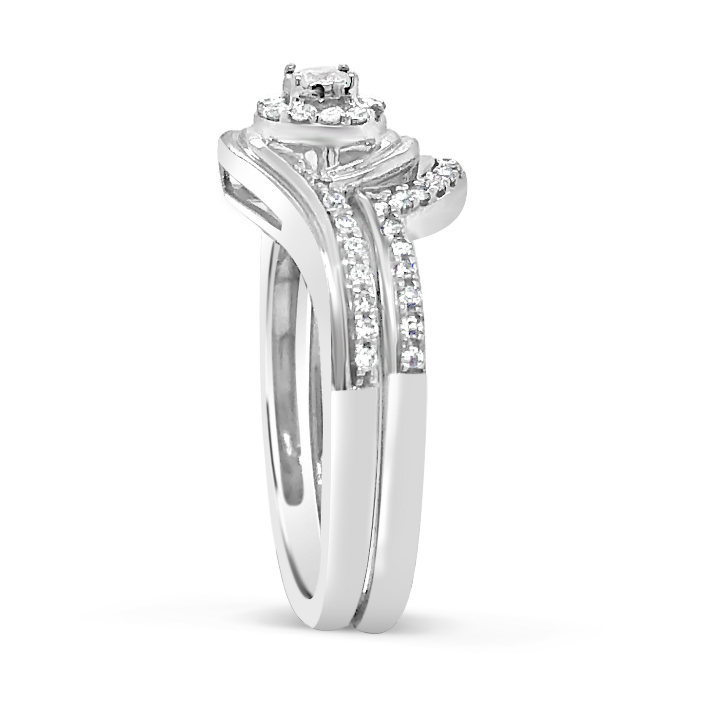 Diamond Halo Engagement Ring .25 CTW Round Cut 10K White Gold