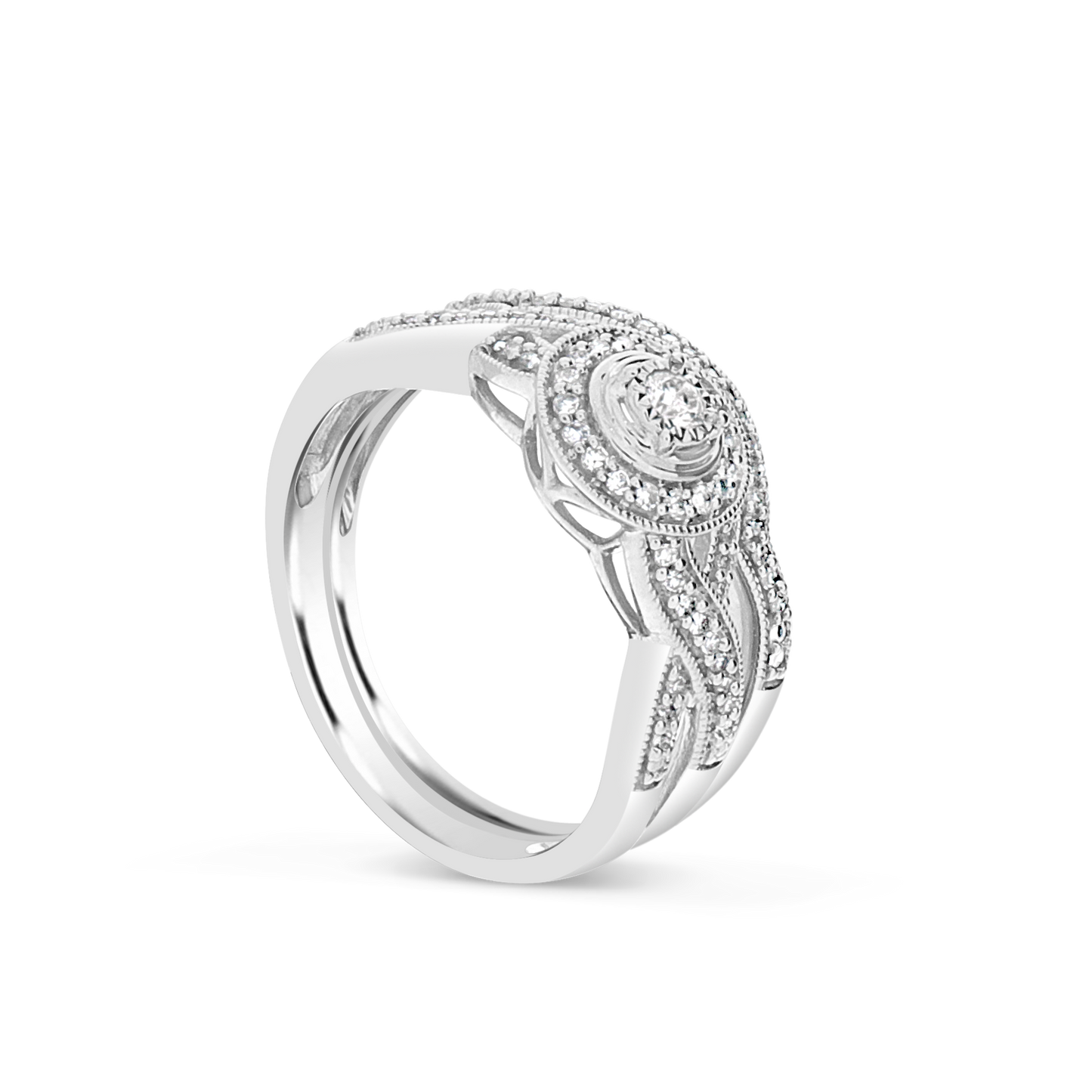 infinity Diamond Halo Engagement Ring .25 CTW Round Cut 10K White Gold