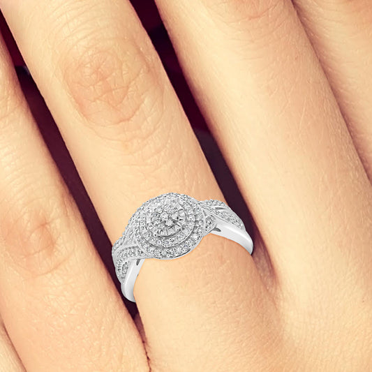 Diamond Halo Engagement Ring .33 CTW Round Cut 10K White Gold