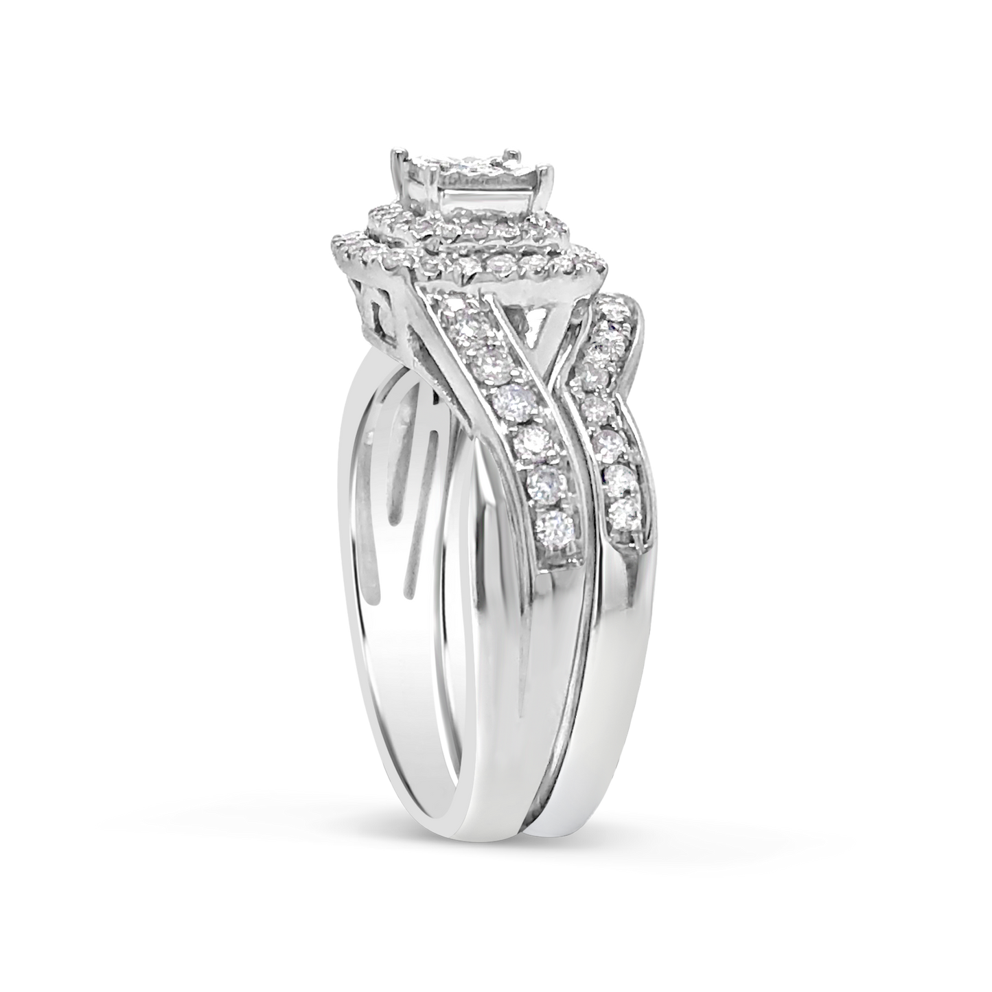 Diamond Halo Engagement Ring .50 CTW Round Cut 14K White Gold