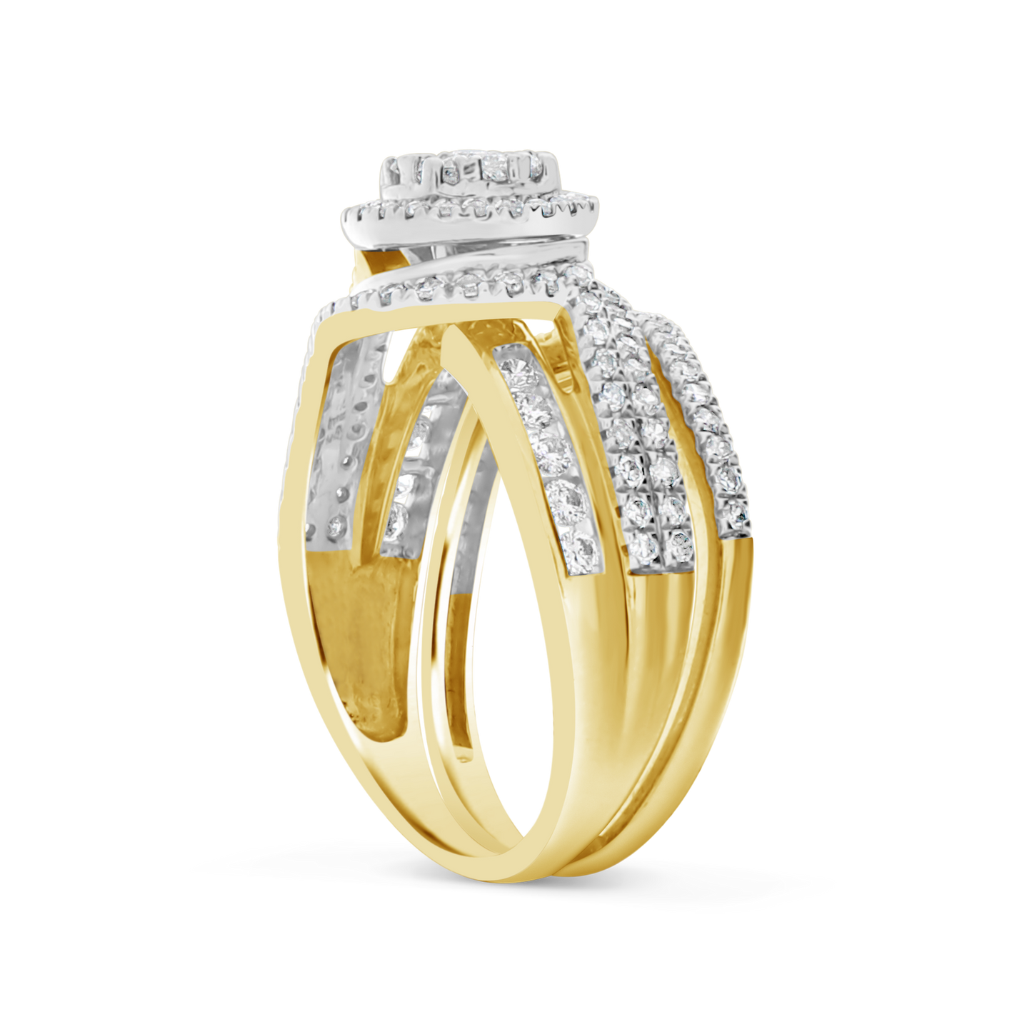 Diamond Halo Engagement Ring 1 CTW 14K Round Cut Yellow Gold