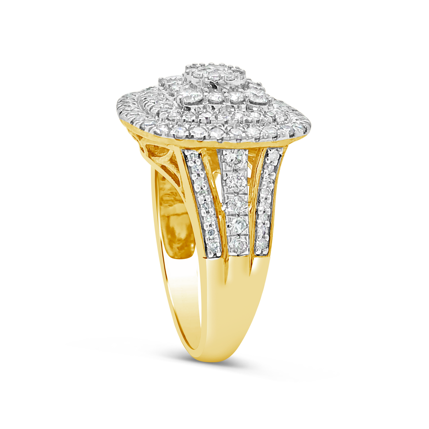 Diamond Halo Ring 1.50 CTW Round Cut 10K Yellow Gold