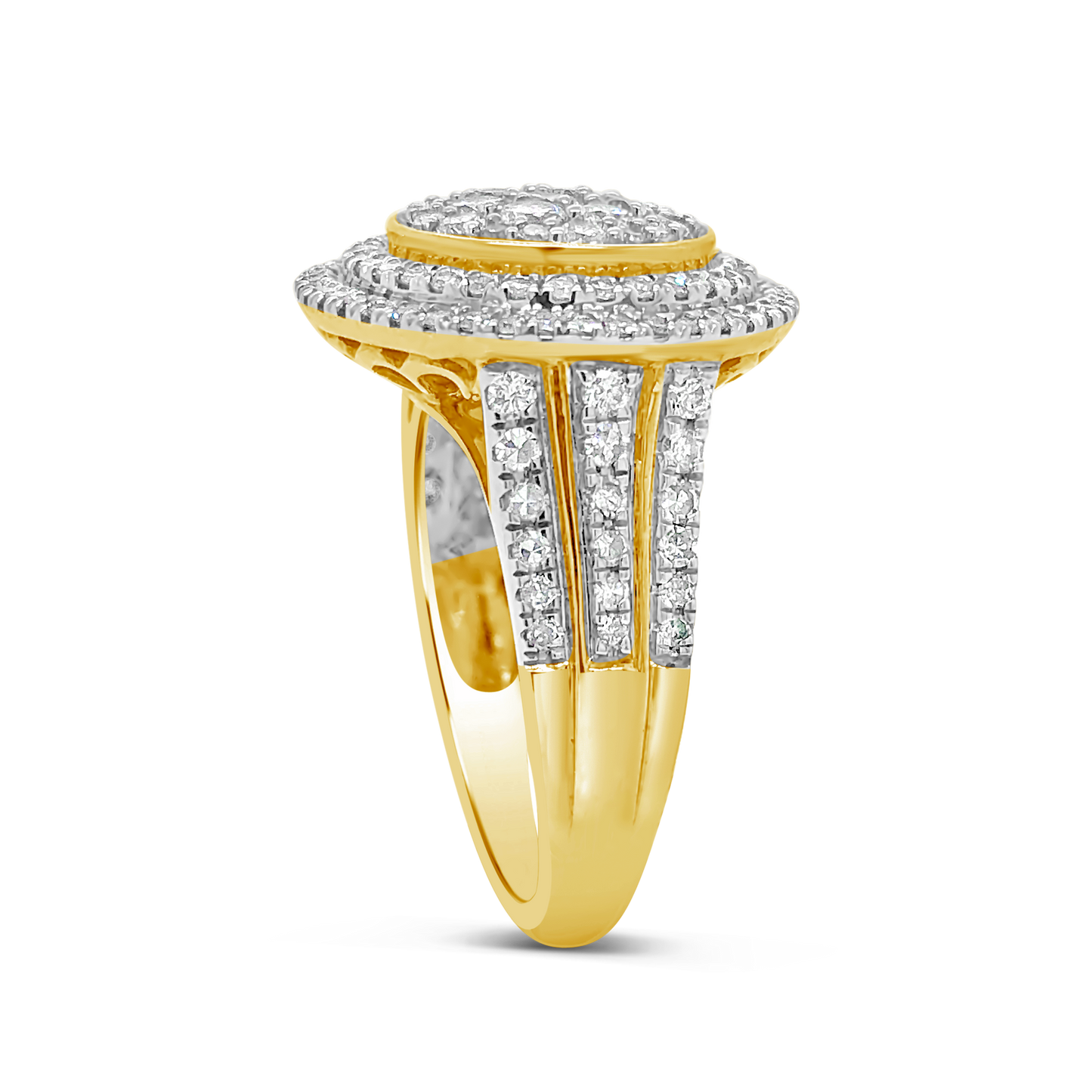 Diamond Halo Ring 1.50 CTW Round Cut 10K Yellow Gold