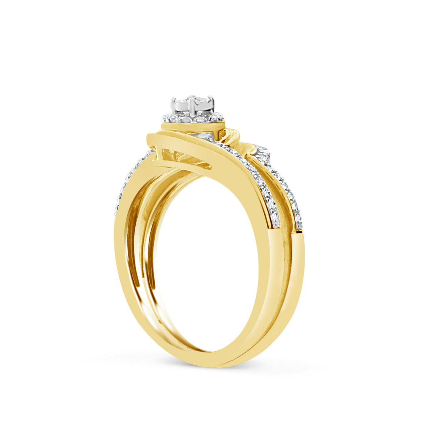 Diamond Halo Engagement Ring .25T tw Round Cut 10K Yellow Gold