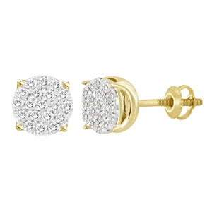MEN'S EARRINGS 1/2 CT ROUND DIAMOND 10K YELLOW GOLD