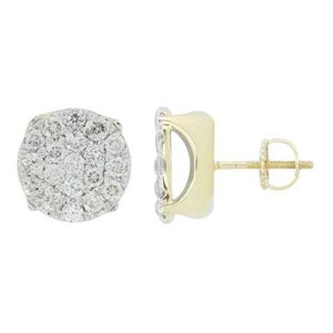 MEN'S EARRINGS 3/4 CT ROUND DIAMOND 10K YELLOW GOLD