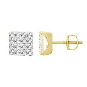 MEN'S EARRINGS 1/2 CT ROUND DIAMOND 10K YELLOW GOLD