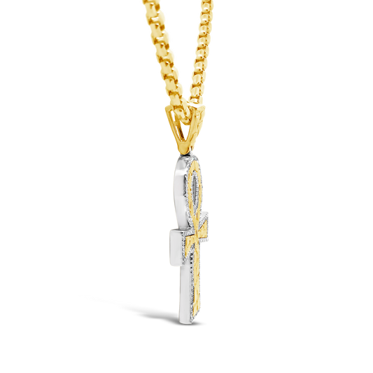 Diamond Cross Pendant .50 CTW Round Cut 10K Yellow Gold