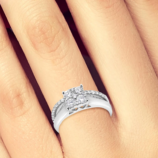 Diamond Engagement Ring .75 CTW Round Cut 14K White Gold