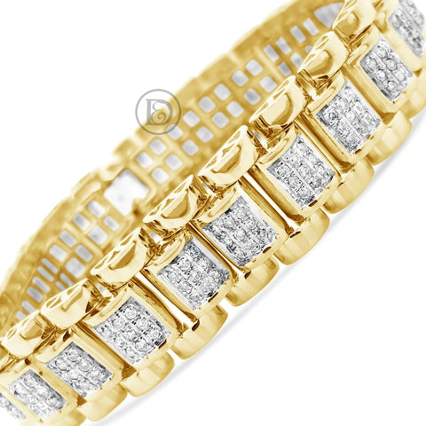 10K Solid Yellow Gold 2.25CT tw Round Cut Custom Diamond Bracelet