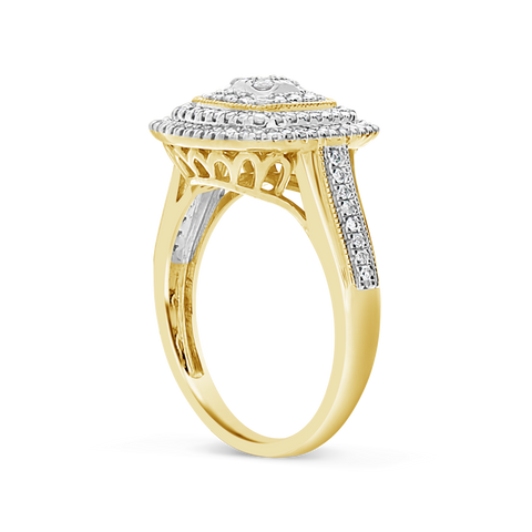 Diamond Halo Engagement Ring .50 CTW Round Cut 10K Yellow Gold