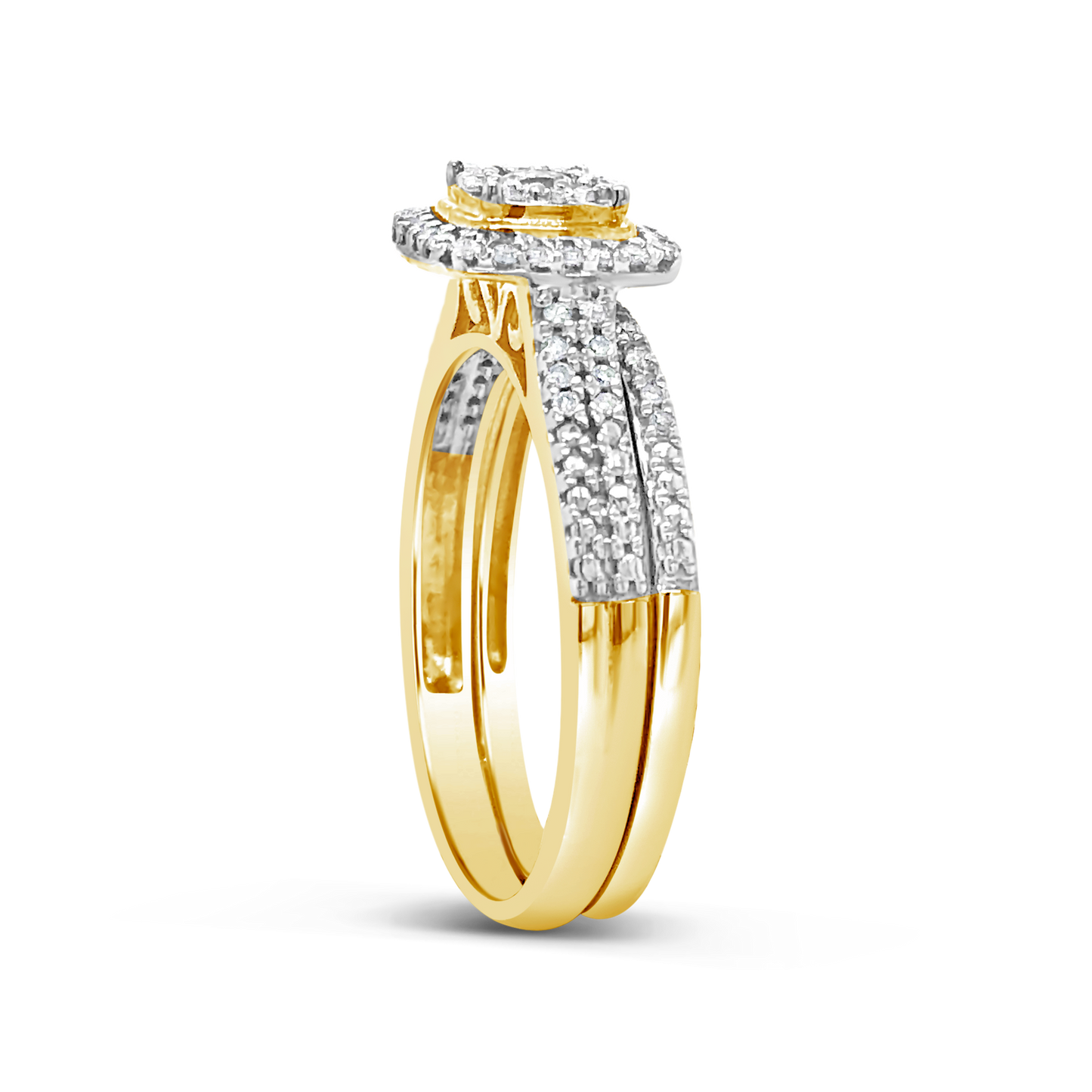 Diamond Halo Engagement Ring .33 CTW Round Cut 10K Yellow Gold