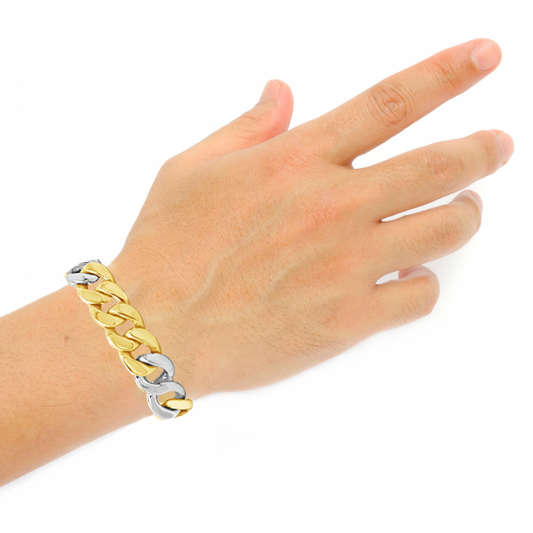 10K Gold Miami Cuban Two-Tone Bracelet
