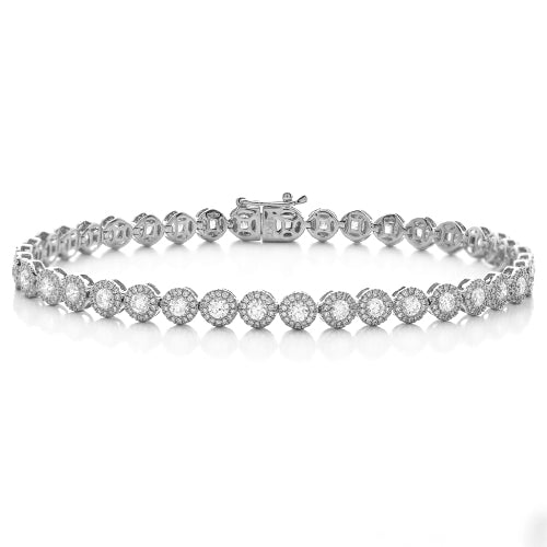 14KW 4.00CTW DIAMOND ROUND FLUER CLUSTER BRACELET