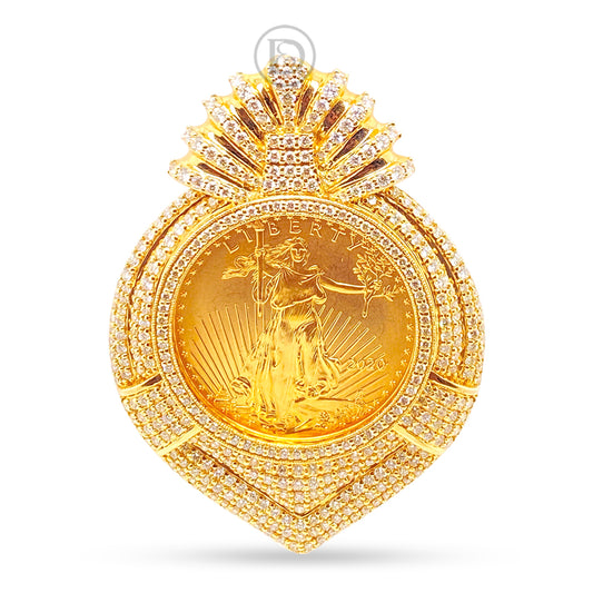 14K Yellow Gold Liberty Gold Coin Diamond Pendant