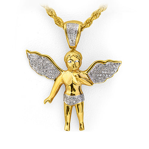 10KY 0.25CTW DIAMOND ANGEL PENDANT