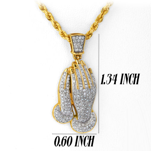 10KY 0.50CTW DIAMOND PRAYING HANDS PENDANT
