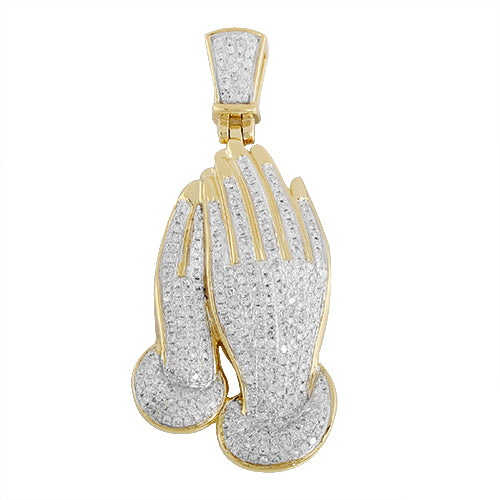 10KY 1.25CTW DIAMOND PRAYING HANDS PENDANT