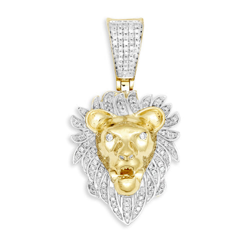 10KY 0.35CTW DIAMOND LION HEAD PENDANT