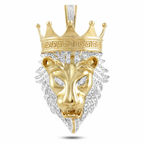 10KY 1.25CTW DIAMOND LION HEAD WITH CROWN