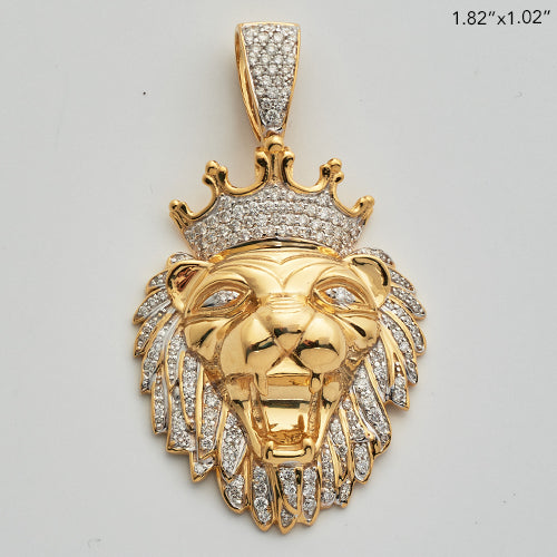 10KY 0.85CTW DIAMOND LION HEAD PENDANT