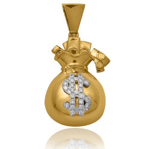 10KY 0.50CTW DIAMOND $ MONEYBAG PENDANT