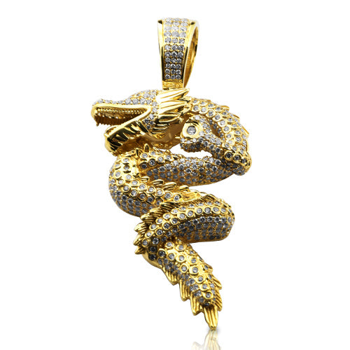 14KY 7.15CTW DIAMOND CHINESE DRAGON PENDANT