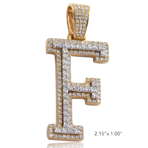 10KY+W 3.25CTW DIAMOND TWO TONE INITIAL PENDANT