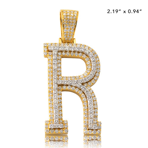 10KY+W 3.65CTW DIAMOND TWO TONE INITIAL PENDANT