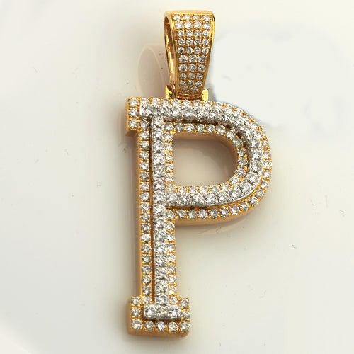 10KY +W 2.90CTW TWO TONE DIAMOND INITIAL PENDANT